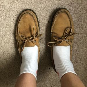 Tan Sperry loafers